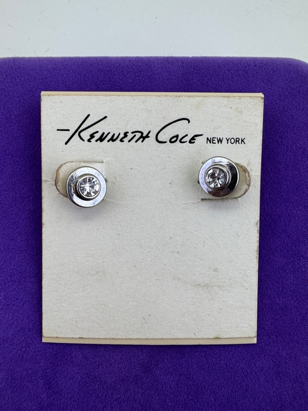 π Classic Kenneth Cole Silver Tone Clear Crystal Stud Earrings